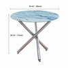2x Grey Faux Leather Dining Chairs & Round Marble Glass Dining Table Silver Legs