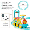 Ride On Train with 16 Pieces Tracks & Storage Box under Seat-Blue