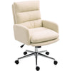 Upholstered Desk Chair with Height Adjustable, Cream White