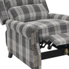 Recliner, Chair Black & Grey Check Linen Armchair w/Adjustable Footrest - Lounge