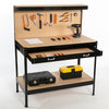 Workbench Workshop Garage Steel Storage Tool DIY Table W/ Pegboard Drawers Black