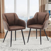 2PC Brown Dining Chair PU Faux Leather Padded Seat Dining Room Kitchen Chair