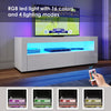 White 120cm TV Unit Cabinet Stand Storage Set High Gloss with LED Lights Drawers