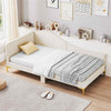 Single Size Upholstered Daybed Sofa Bed Frame Adjustable Foot Pads-Beige