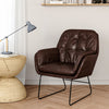Distressed Faux Leather Armchair Metal Frame Single Sofa Tub Accent Chair Lounge