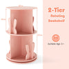 Round Spinning Corner Bookcase Kids Rotating Bookshelf Pink