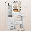 LED Vanity Table Set Sliding Lighted Mirror Dressing Table 6 Drawer Dresser Desk