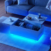 High Gloss LED Coffee Table Living Room Storage Lift Top Power Outlet Socket