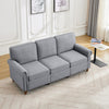 3 Seater Sofa Couch Linen Fabric Settee for Living Room & Office Studded (Grey)
