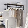 Metal Wooden Coat Rack with 3 Hooks & Shelf Wall Mounted Rack Clothes Hat Hanger