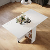 Mobile White Folding Dining Table Drop Leaf Rolling Desk with 2 Storage Shelves