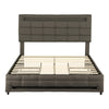 Upholstered Bed with LED Lights and 4 Storage Drawers Platform Bed Frame Grey
