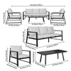 Metal Garden Furniture Set Corner Sofa Glass Table Patio 5 Seater Armchairs Sofa
