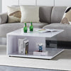 White High Gloss Coffee Table Square L-Type Living Room Lounge MDF Glass
