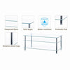 3 Tiers Clear Tempered Glass Coffee Table with Storage Shelves Stainless Steel