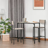 Bar Table and Stools Set, Kitchen Table and 2 Chairs with Backrest, Footrest