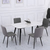 4x Dining Chairs Grey Linen Padded Seat Armless Leisure Kitchen Chair Metal Legs