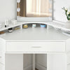 Corner Dressing Table with LED Lights Arch Mirror Vanity Make up Desk Stool Set