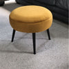 Mustard Plush Velvet Round Pouffe Footstool with Designer Metal Legs Luxury styl