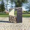 Outdoor Metal Garden Storage Shed Galvanised Steel Log Store Rack Wood Firewood