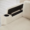 L Shaped 3 Seater Sofa Convertible Sofa Bed with Storage Chaise Corduroy Beige