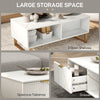 Elegant Coffee Table with Marble Effect & Storage Drawers for Living Room White