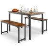 3 PCS Dining Table Set Dining Table & 2 Benches Kitchen Space-Saving Furniture