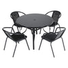 Black Gloss Glass Top Garden Table Outdoor Patio Bistro Coffee Table Metal Frame