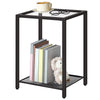 Set of 2 Side Tables End Table Nightstands Tempered Glass Bedside Tables Black