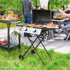 Portable Foldable Gas Barbecue Grill with Thermometer, Lid, Black