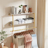 116cm Gold Metal Clothes Bar Rack Pipe Wall Garment Hanging Storage Rail Shelves