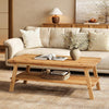 Solid Wood Coffee Table, 47-Inch Rustic Rectangle Center Table for Living Room