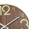 12" Luminous Wall Clock Silent Wooden Design Night Light for Living Room Bedroom