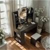 GUNJI Dressing Table Modern Makeup Desk with LED Mirror Vanity Table Black