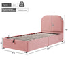 Kids Velvet Single Bed 90x190cm with Hydraulic Storage for Small Bedrooms, Pink