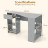 Grey L-Shaped Computer Desk Compact Corner Executive Desk w/ Storage