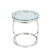 Modern Clear Glass Coffee Table Round Side End Table Desk with Chrome Stand Base