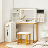 LED Light Dressing Table with 5 Drawers and 3 Open Shelves Vanity Table Gold Leg