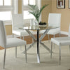 Round Clear Glass Dining Table with X-shaped Chrome Leg Cafe Bistro Coffee Table
