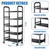 Metal Kitchen Trolley Shelving Rotating Storage Cart Mobile Shelving Rack Black