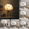 Fluffy Feather Shade Table Lamp White Lampshade Bedside Night Light Room Decor