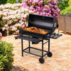 Charcoal BBQ Grill Warming Rack Shelves Temperature Gauge Backyard Barbecue Unit