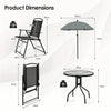 Set of 6 Patio Furniture Set Garden Coffee Table and 4 Folding Chair w/ Umbrella