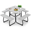 8 person Square Picnic Table Bench SetOutdoor Circular Picnic Table W/4 Benches