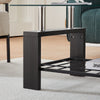 Rectangle Glass Coffee Table Modern Living Room Furniture Shelf White Black Wood
