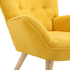 Tub Chair Modern Accent Chair Curved Back Linen Upholstered Armchair Wooden Legs
