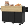 Kitchen Storage Trolley Rolling Island Cart with Drop Leaf Countertop, Cabinet