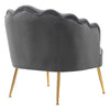 Grey Velvet Scallop Shell Sofa Chair Wing Back Lotus Seat Accent Armchair Sofa