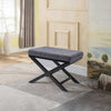 Grey Ottoman Pouffe Stool Linen Footstool Dressing Vanity Chair X Shape Leg Seat