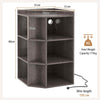 3-Tier Corner Cabinet Wooden Open Corner Bookshelf w/Charging Station Grey